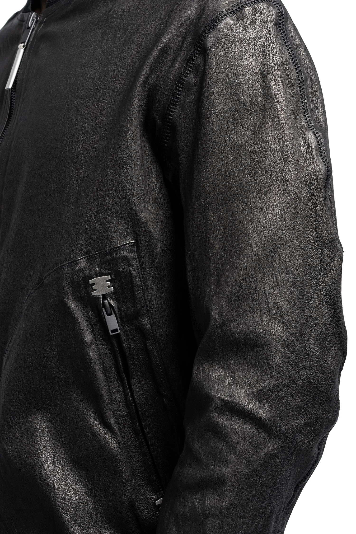 Leather bomber jacket