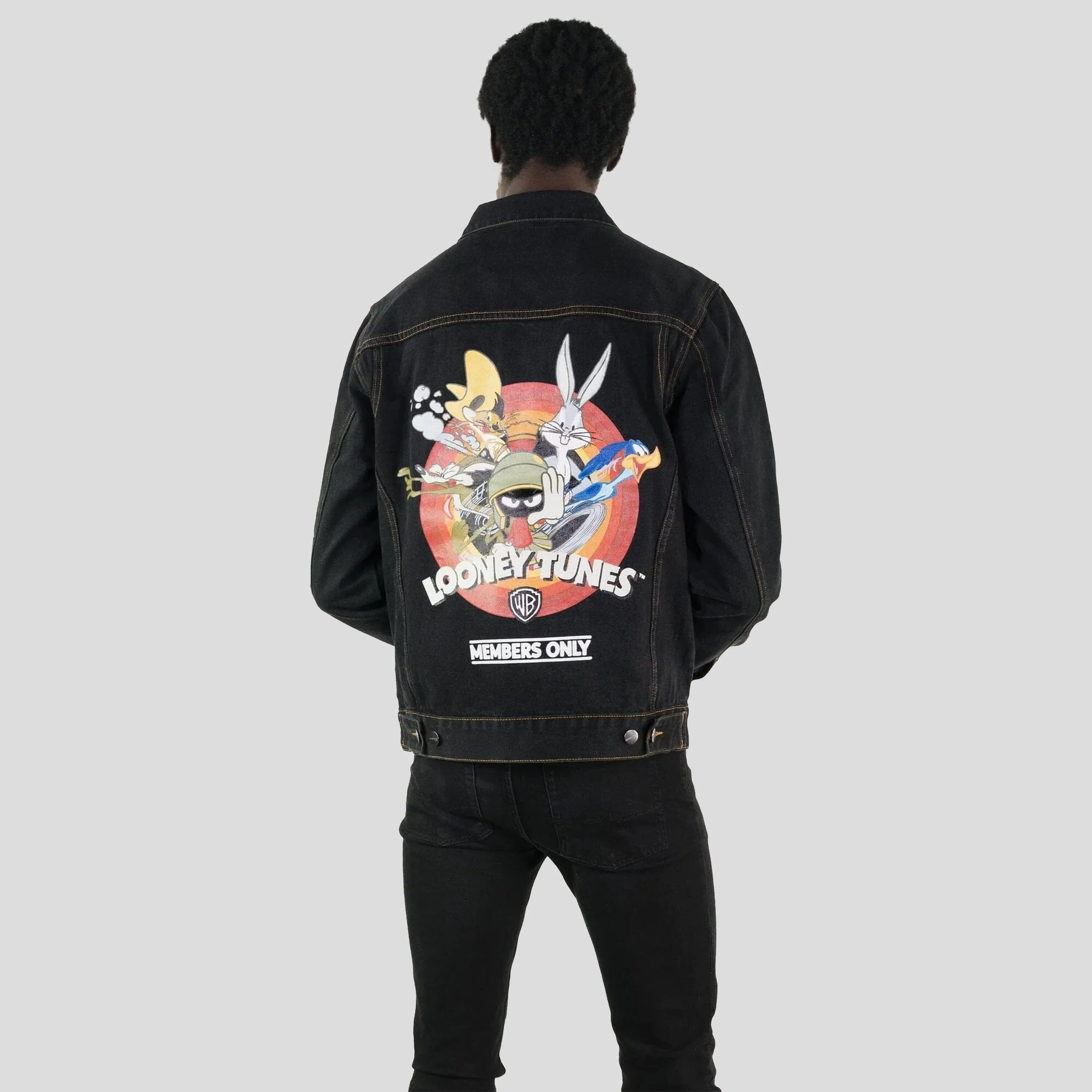 Members Only Men's Looney Tunes Denim Trucker Jacket