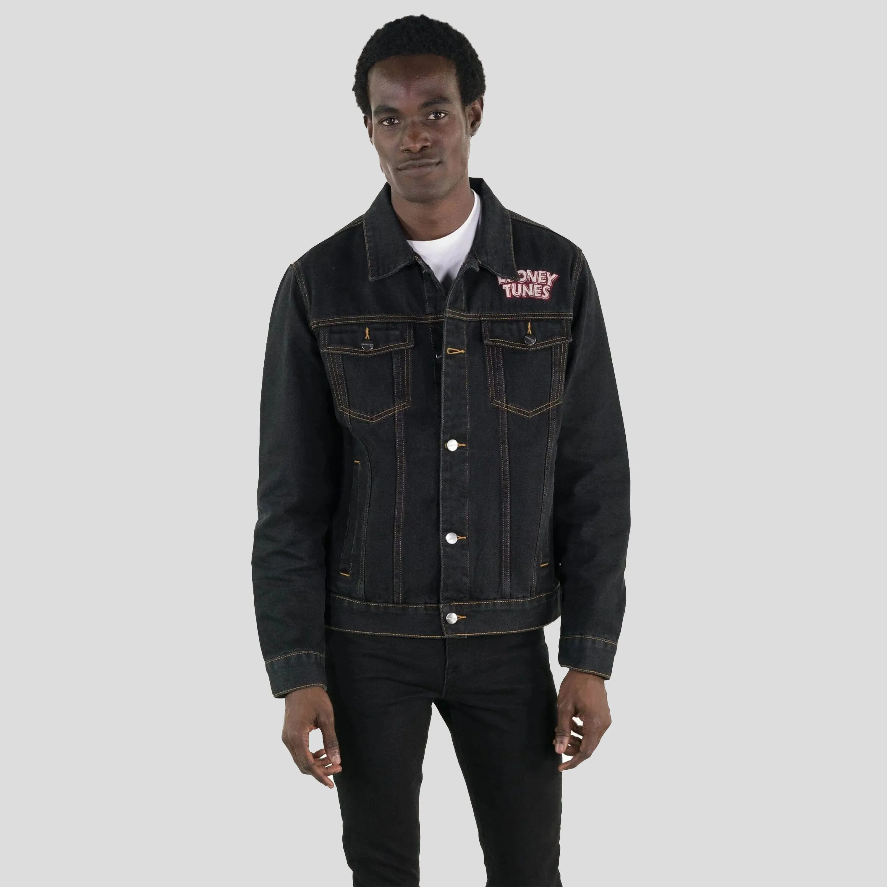 Members Only Men's Looney Tunes Denim Trucker Jacket