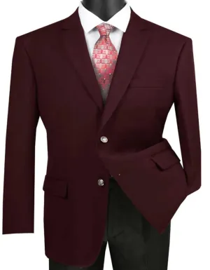 Mens Classic Fit Two Button Dress Blazer Burgundy Sport Jacket