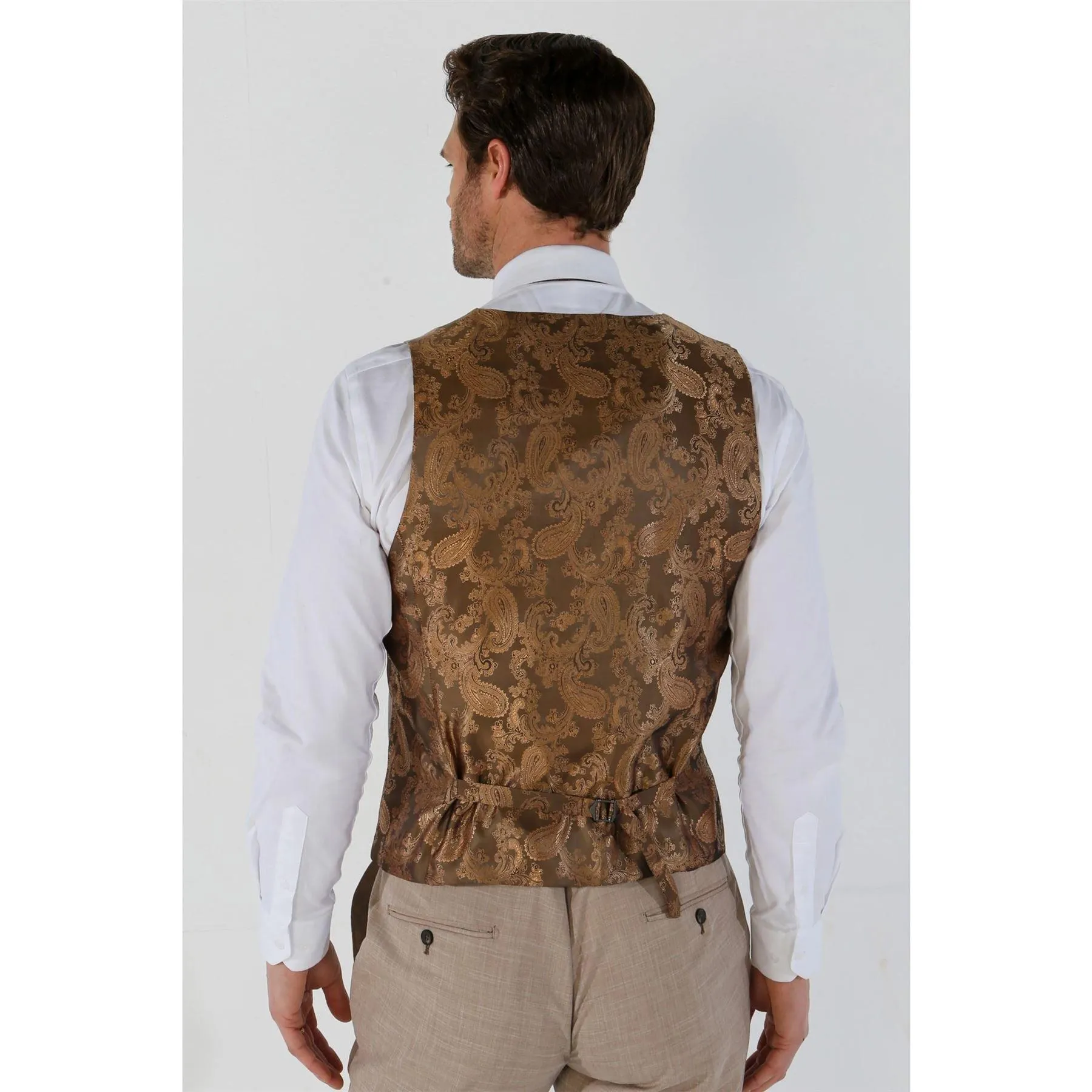 Men's Waistcoat Beige Tailored Fit Summer Wedding Vest