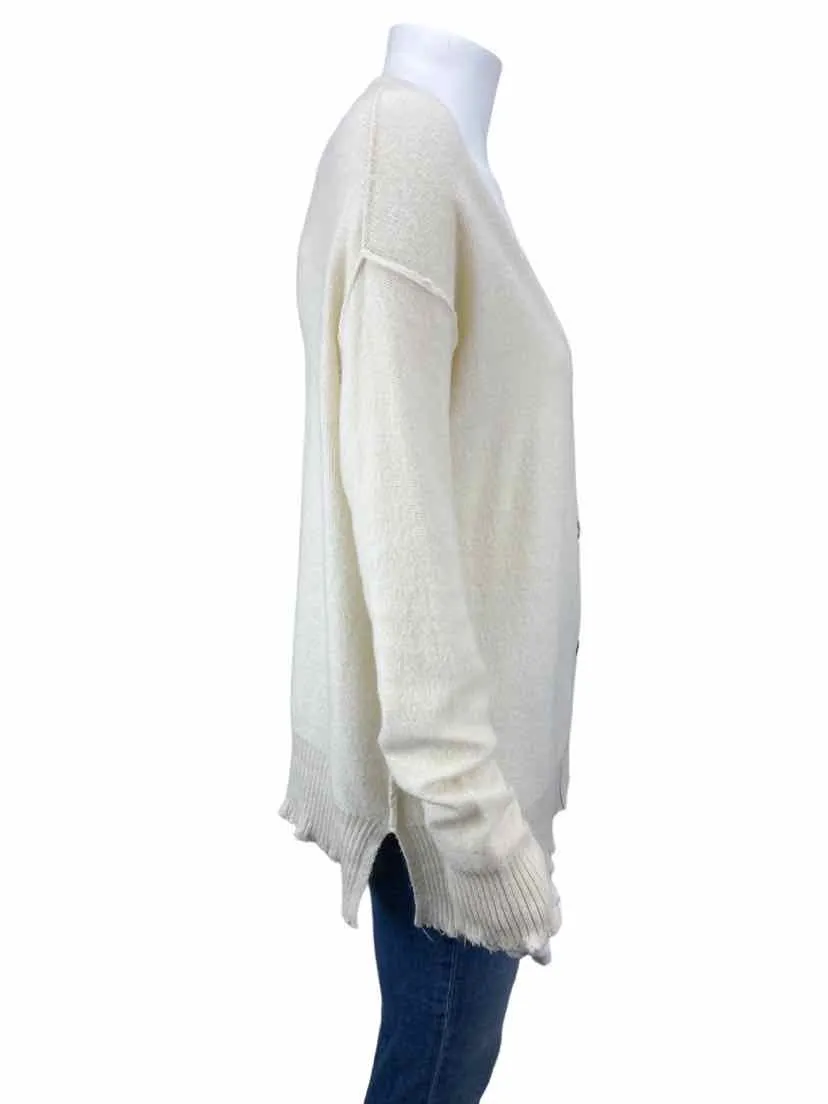 Michael Stars Women's Distressed Ovrszd Cardigan Sweater Ivory Size S (runs big)