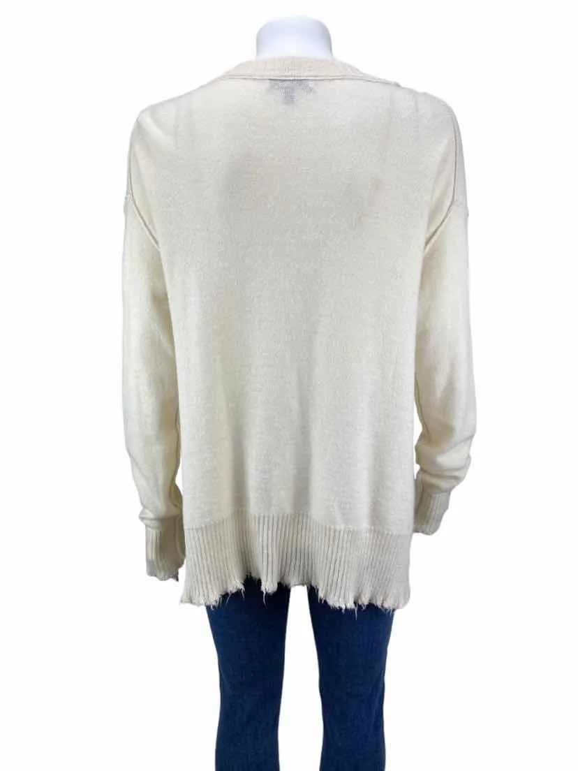 Michael Stars Women's Distressed Ovrszd Cardigan Sweater Ivory Size S (runs big)