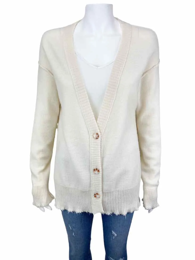 Michael Stars Women's Distressed Ovrszd Cardigan Sweater Ivory Size S (runs big)