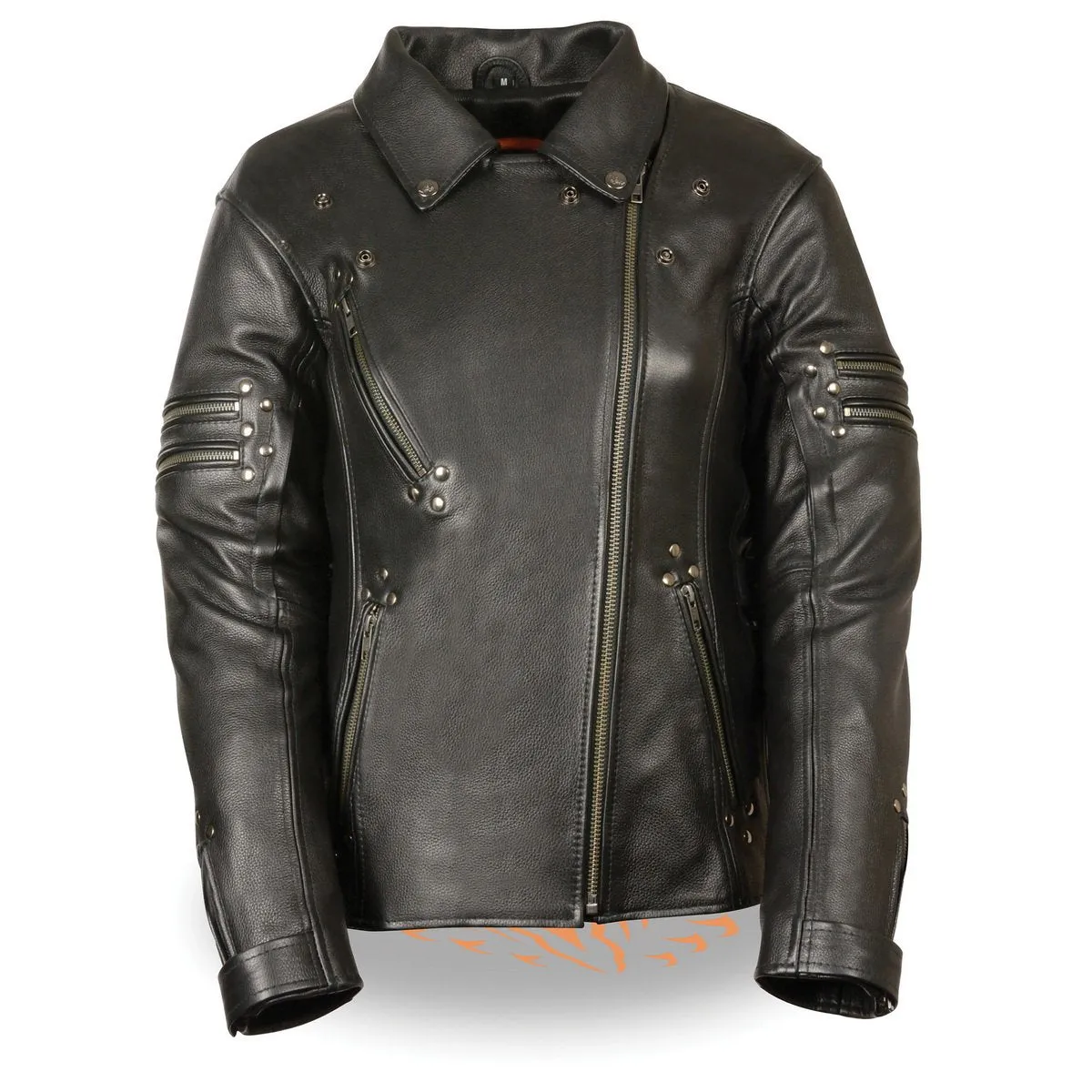 Milwaukee Leather MLL2585 Women's Black Premium Leather Motorcycle Rider Jacket with Rivets