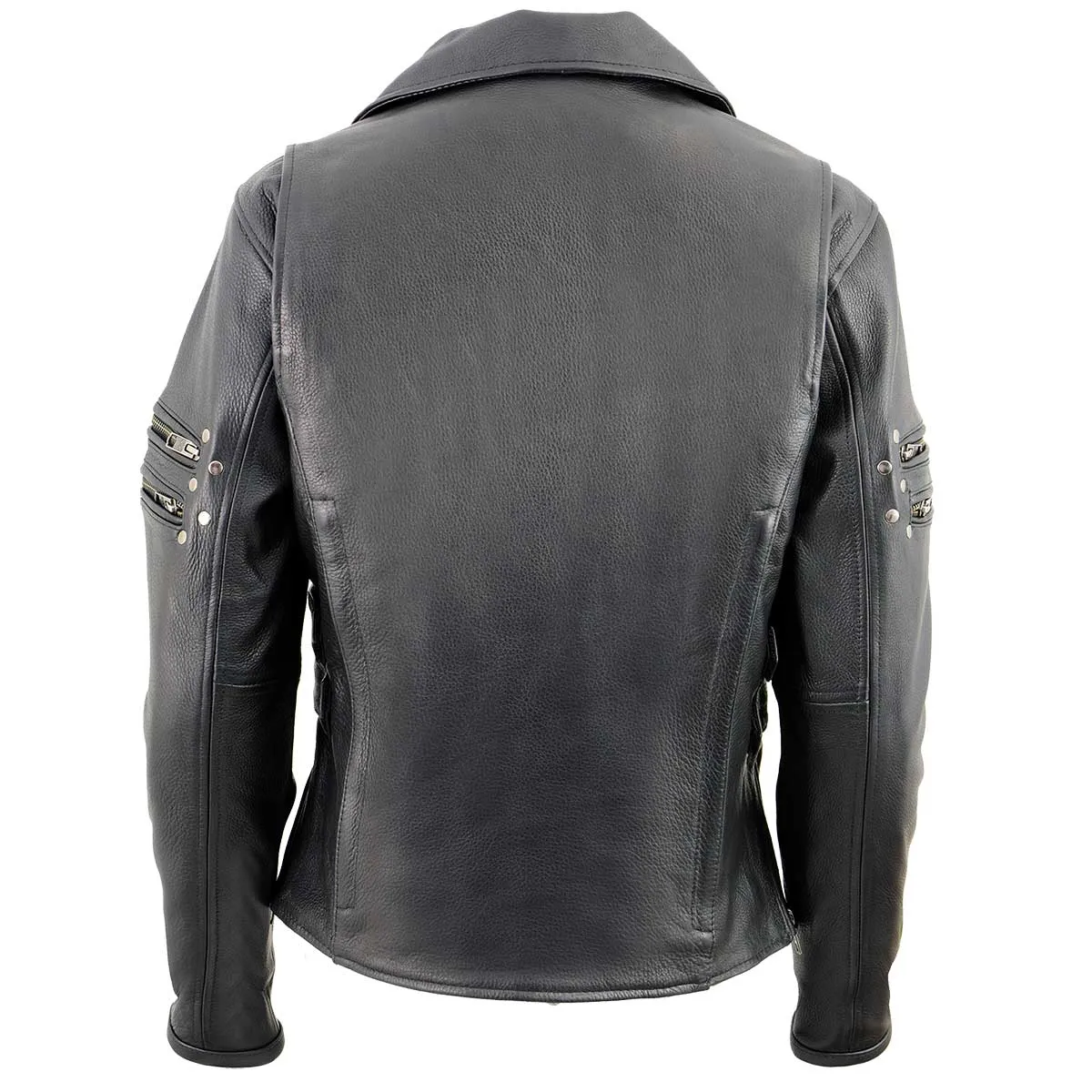 Milwaukee Leather MLL2585 Women's Black Premium Leather Motorcycle Rider Jacket with Rivets