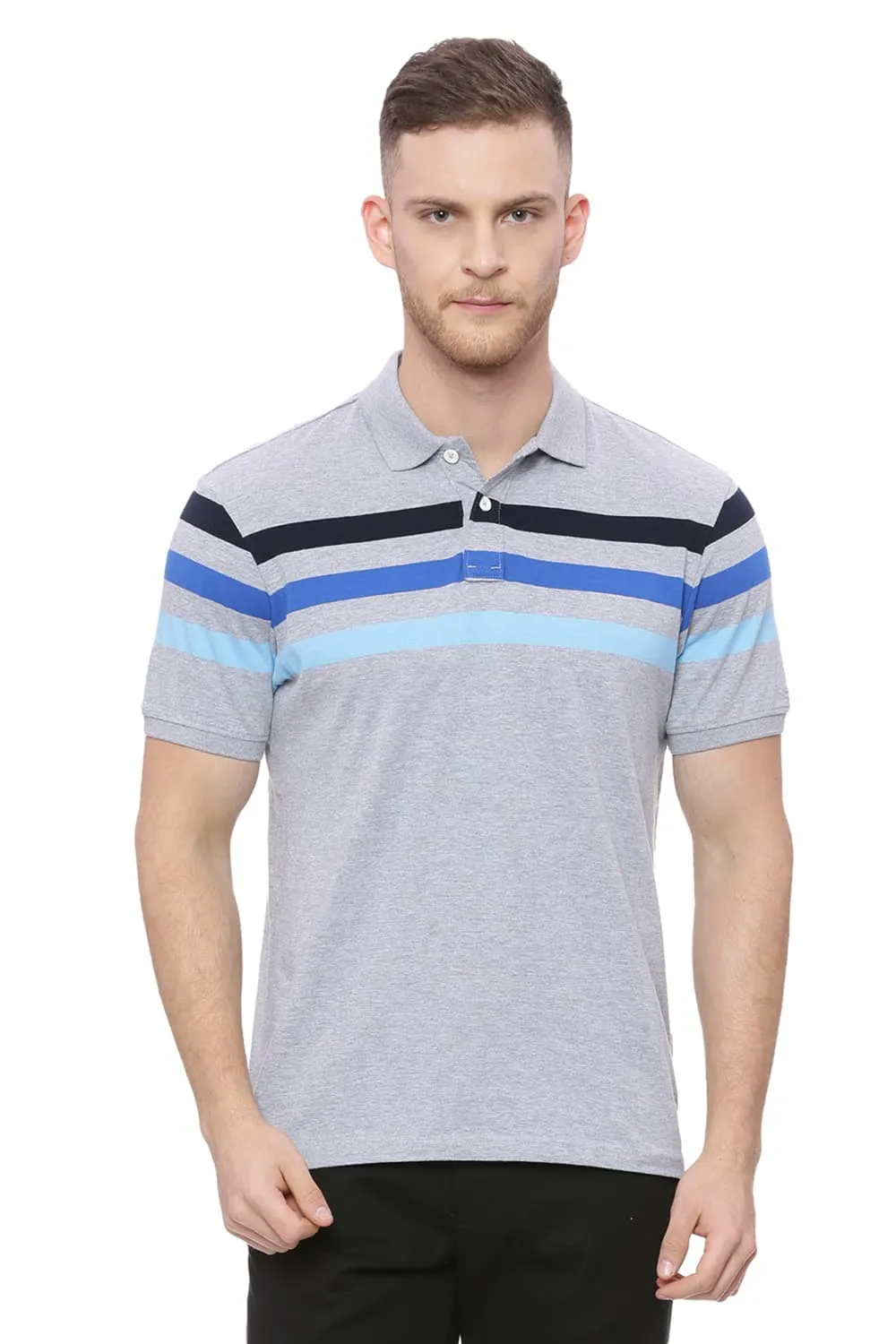 Muscle Fit Heather Gray Polo T Shirt