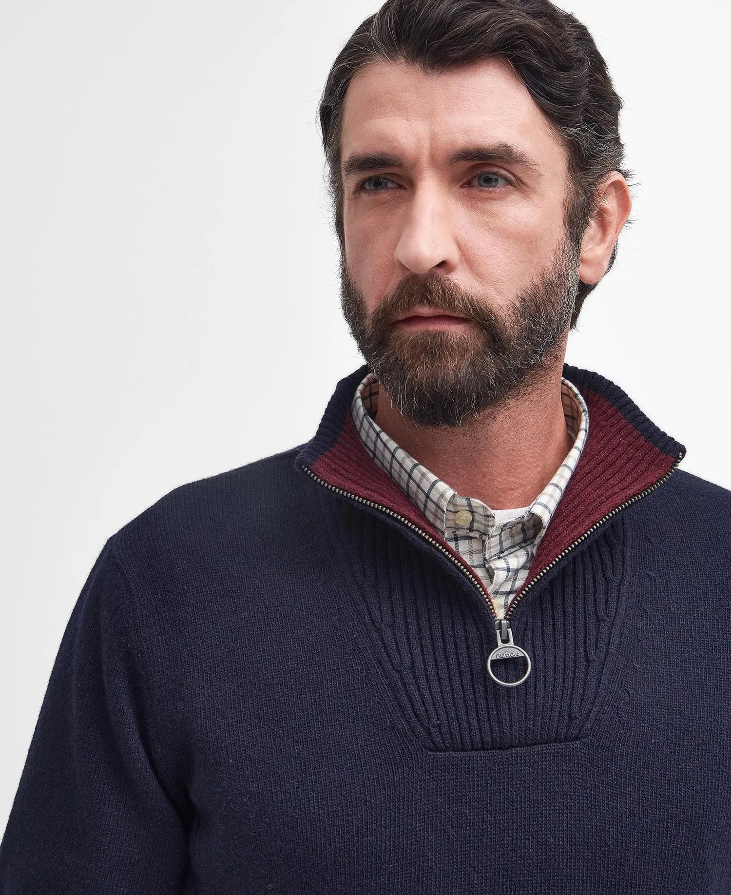 Nelson Essential Half-Zip Jumper in Navy by Barbour