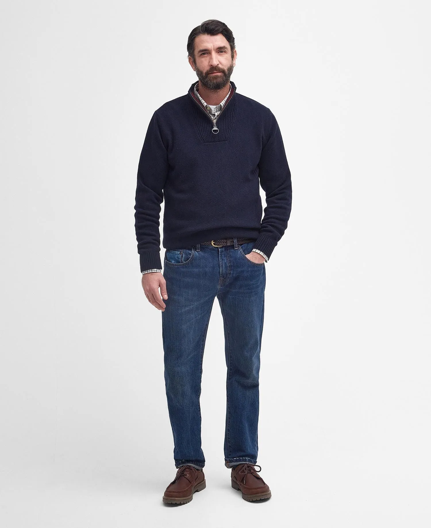 Nelson Essential Half-Zip Jumper in Navy by Barbour