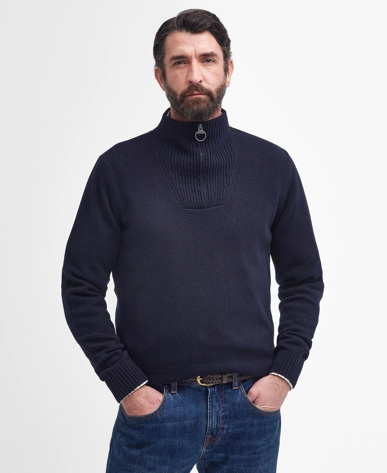 Nelson Essential Half-Zip Jumper in Navy by Barbour