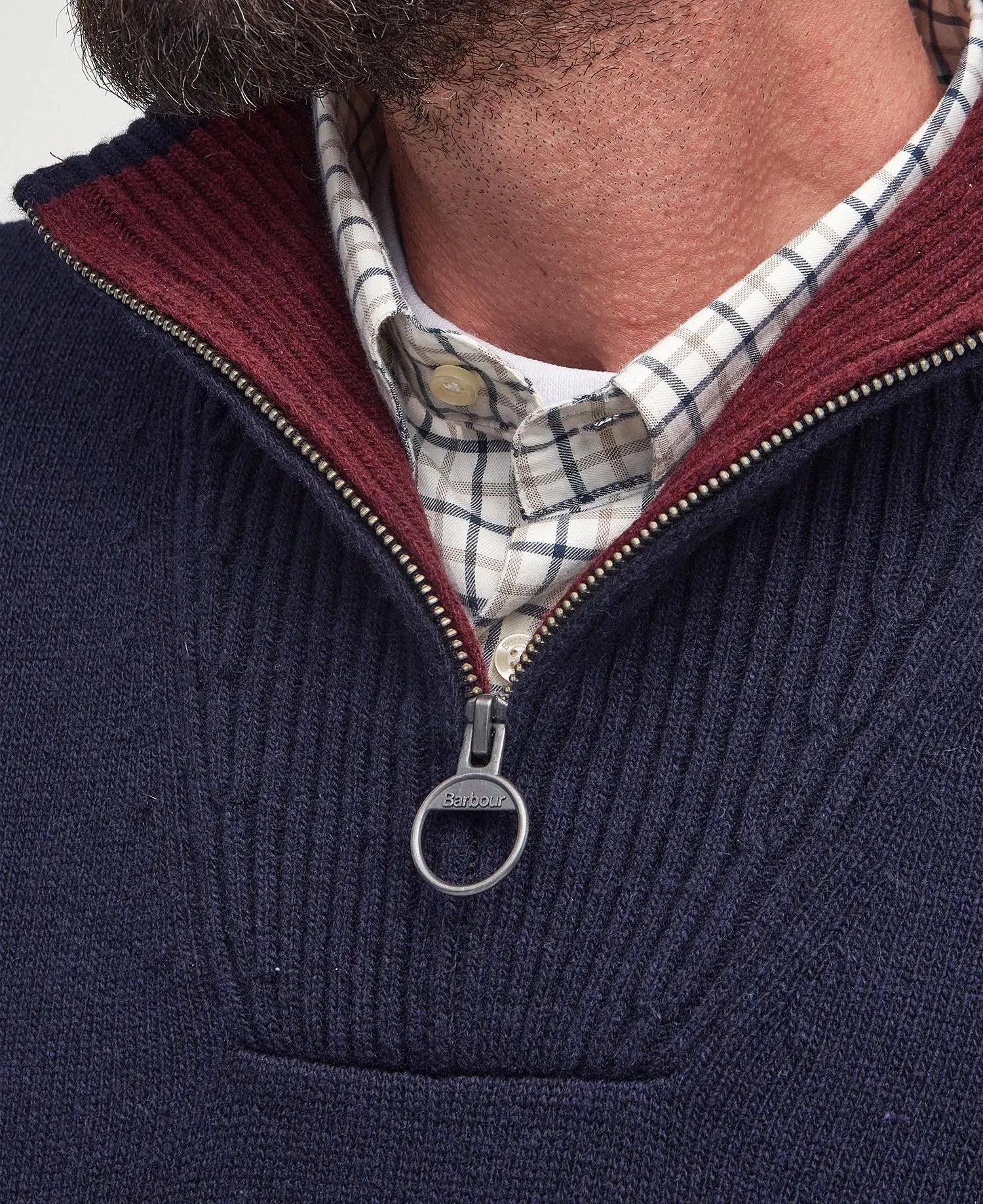 Nelson Essential Half-Zip Jumper in Navy by Barbour