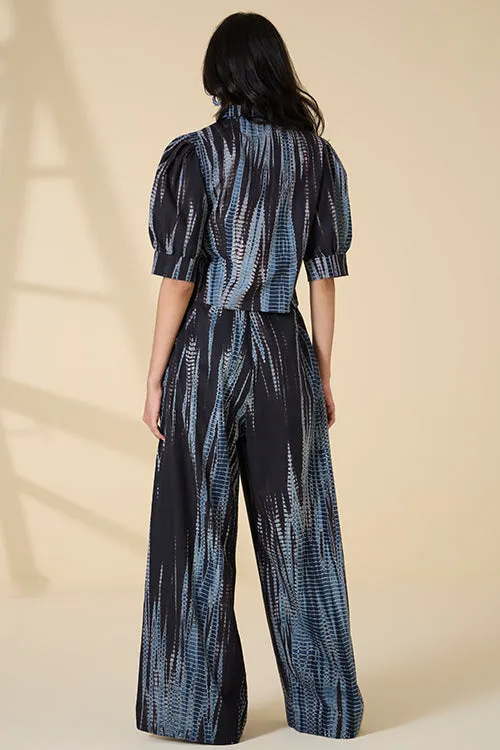 Okhai "Terrarium" Tie-and-Dye Pure Cotton Black High-Waisted Pants