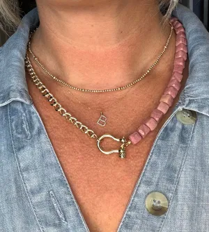 Pink Rhodonite and Shackle Clasp Necklace