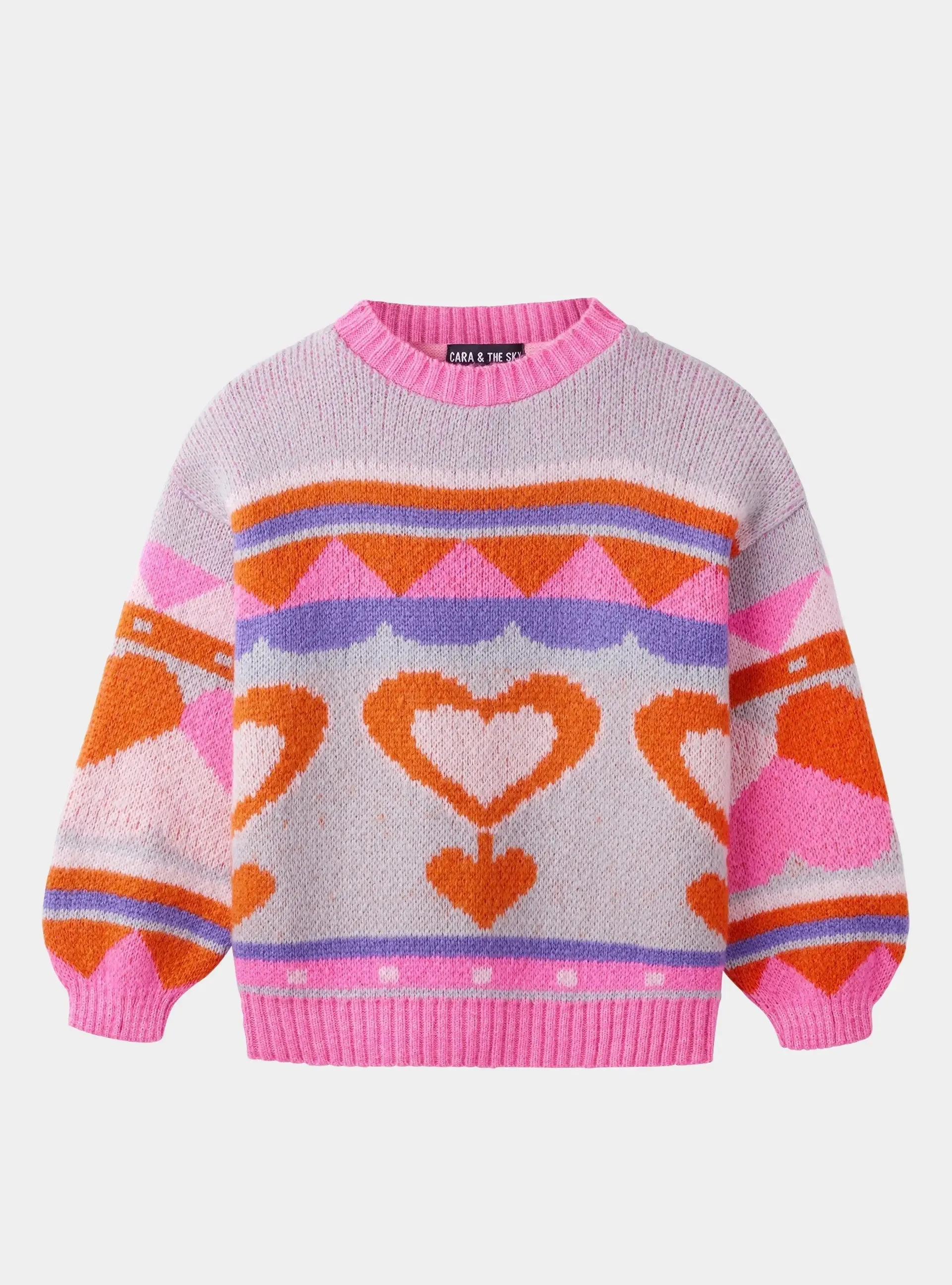 Poppy Mini Me Heart Intarsia Kids Knitted Jumper - Blue