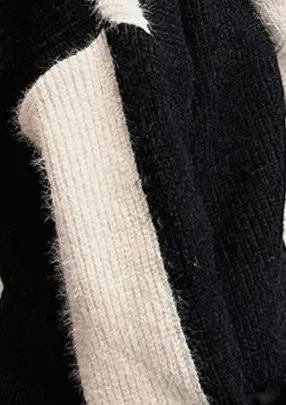 Pre Order:  Black White Contrast Knit Cardigan