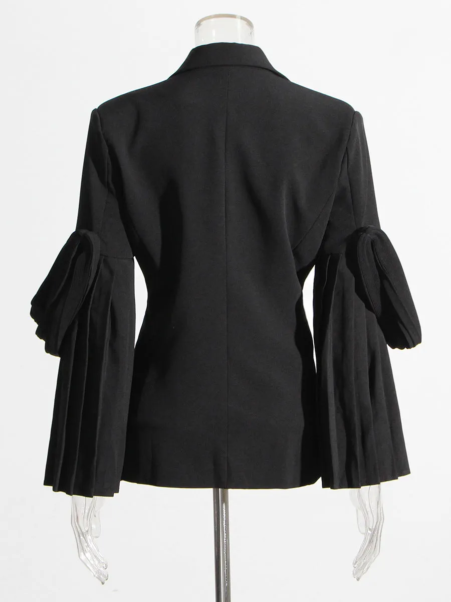 Pre Order:  Fancy Buttons Flounce Sleeves Blazer