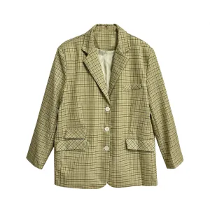 Pre Order:  Plaid Single Breasted Oversized Blazer