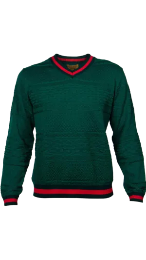 Prestige Men's Green Sweaters V-neck Fashion Design Pullover