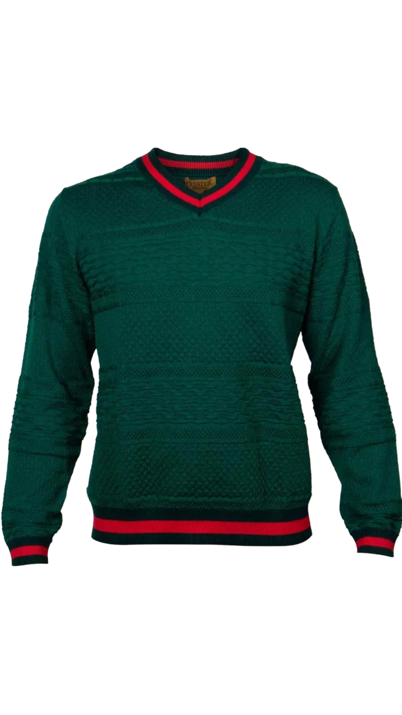 Prestige Men's Green Sweaters V-neck Fashion Design Pullover