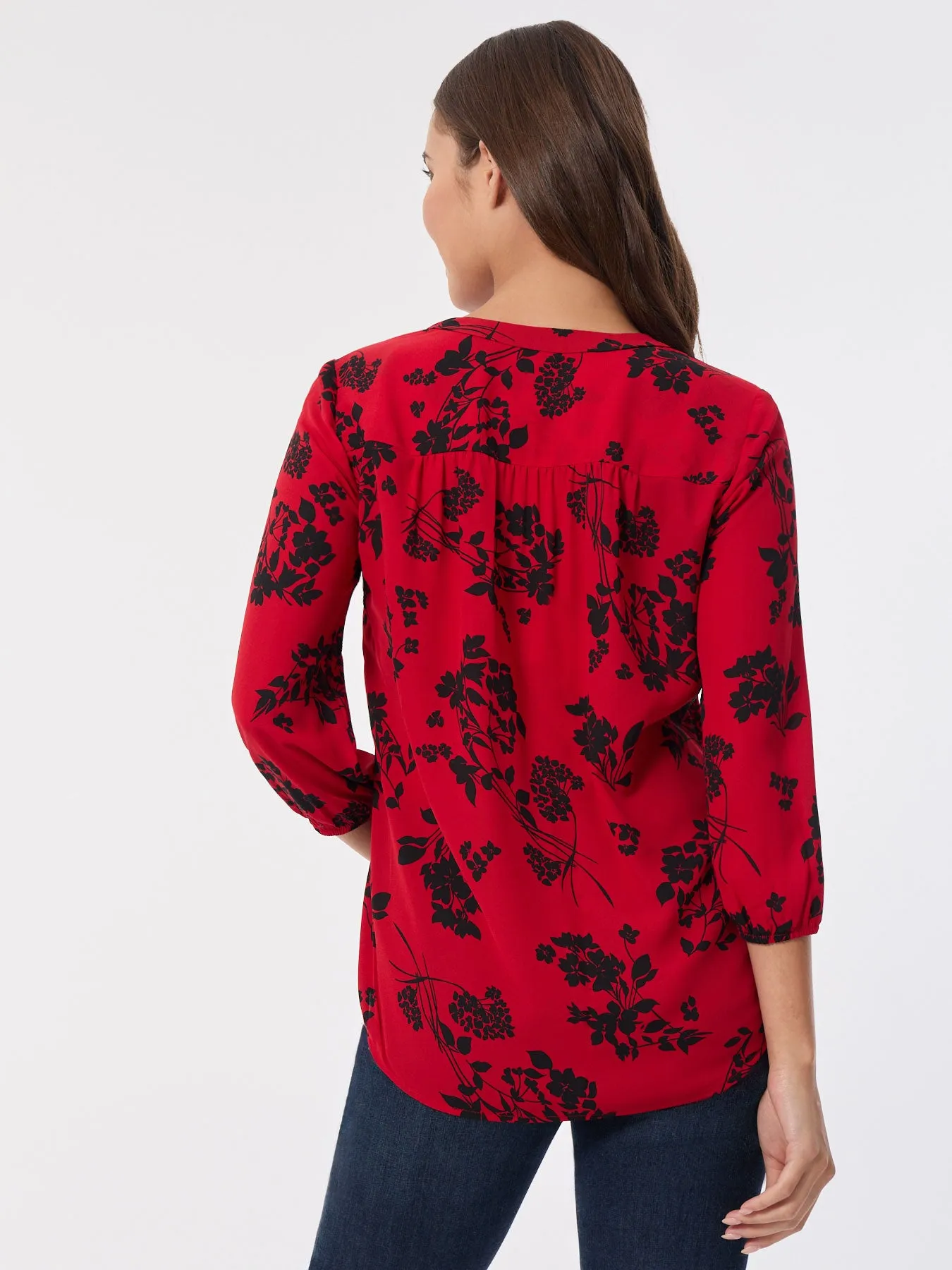 Printed V-Neck Pleated Kelly Blouse