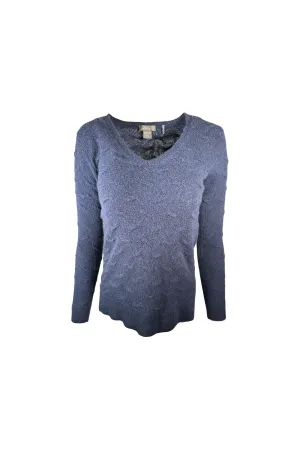 Pure Amici Cashmere Novelty Stitch V-neck C211 | Navy | Clearance Final Sale