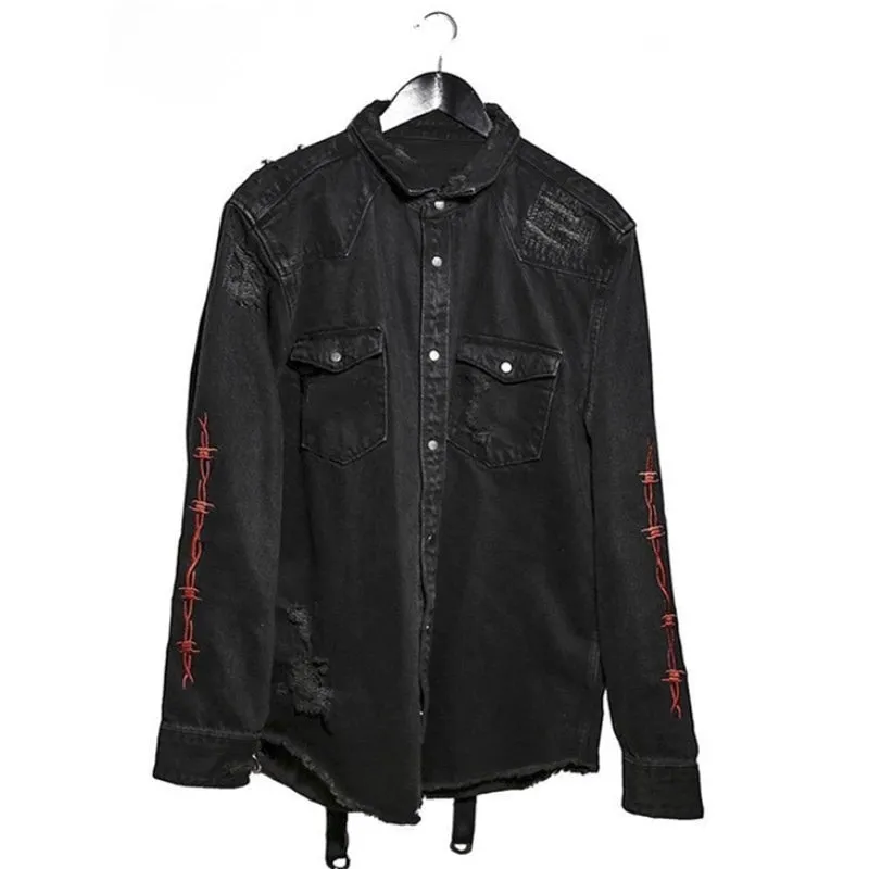 Skull Black Denim Rock Jacket