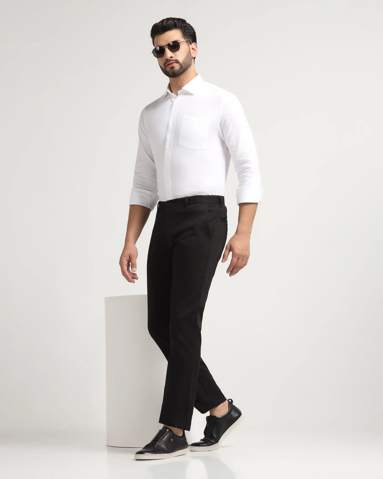 Slim Comfort B-95 Casual Black Textured Khakis - Kros