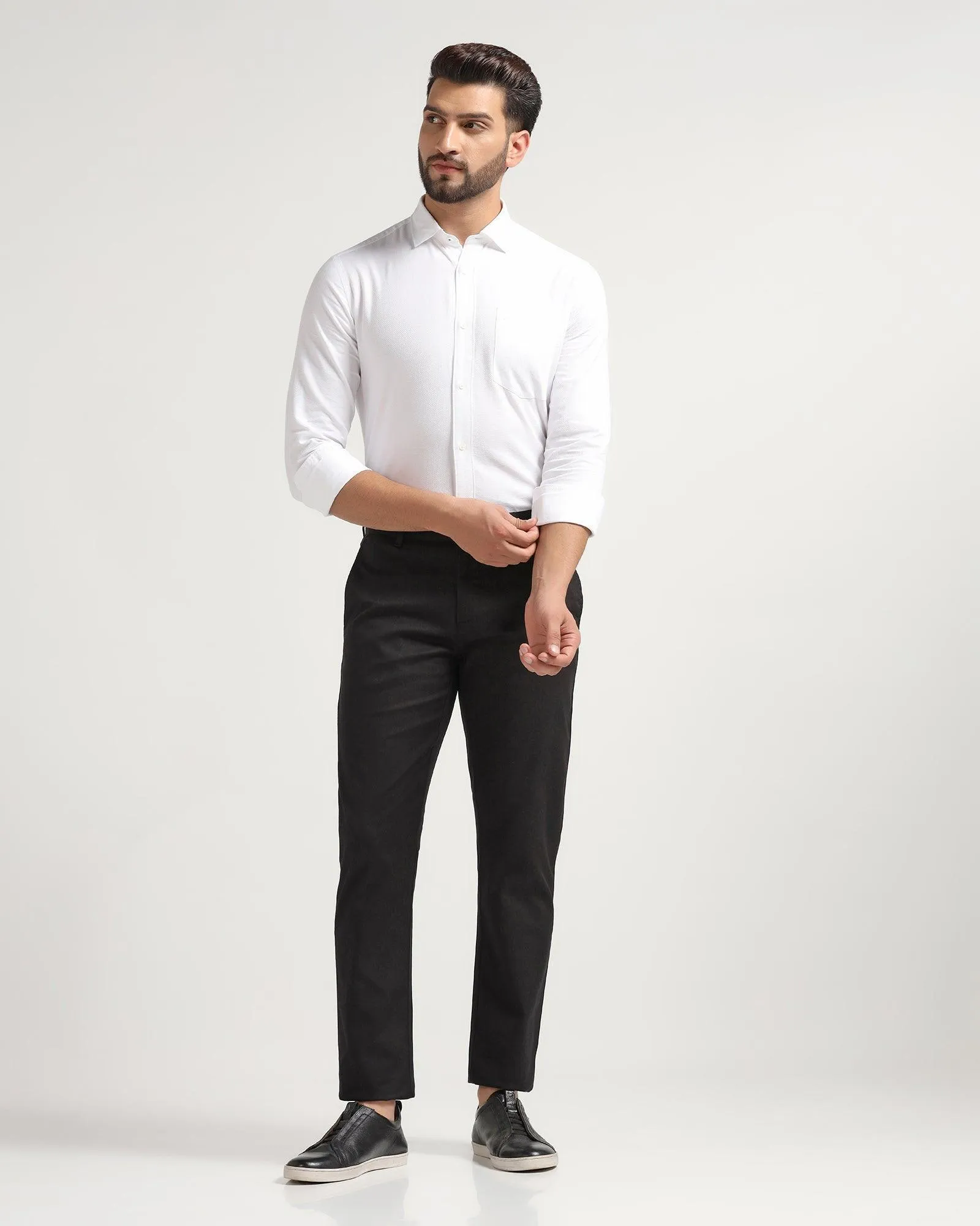 Slim Comfort B-95 Casual Black Textured Khakis - Kros