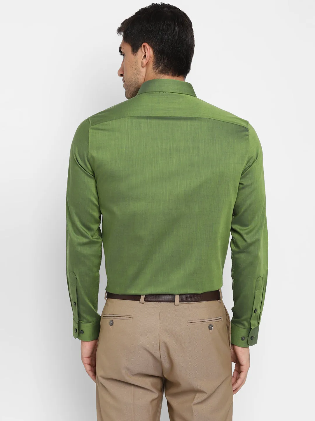 Solid Green Slim Fit Formal Shirt