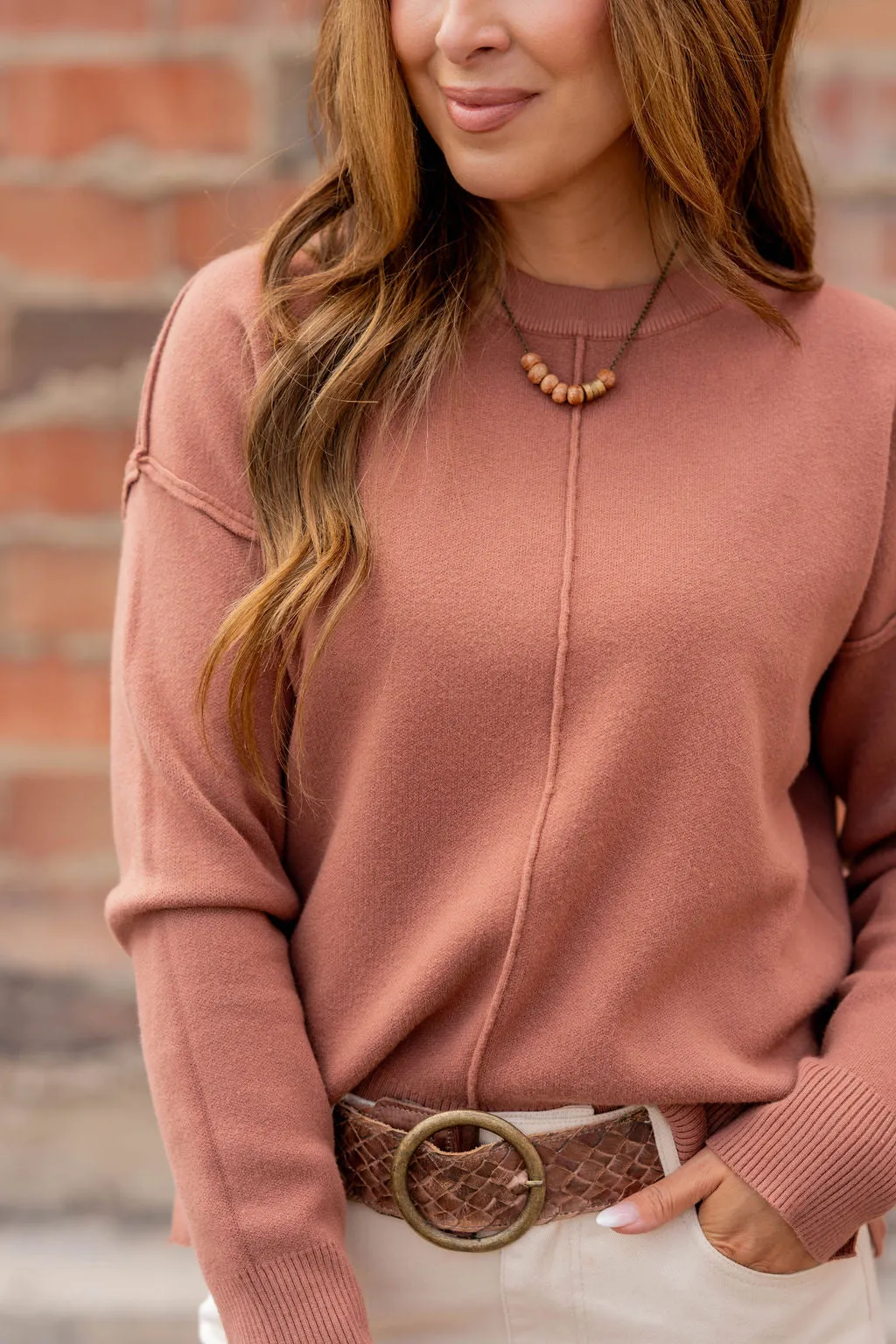 Stitch Accented Side Slit Sweater