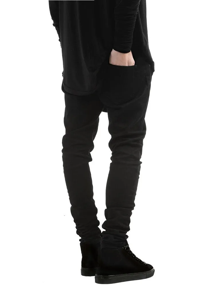 Street Pure Black Slim Fit Elastic Skinny Jeans