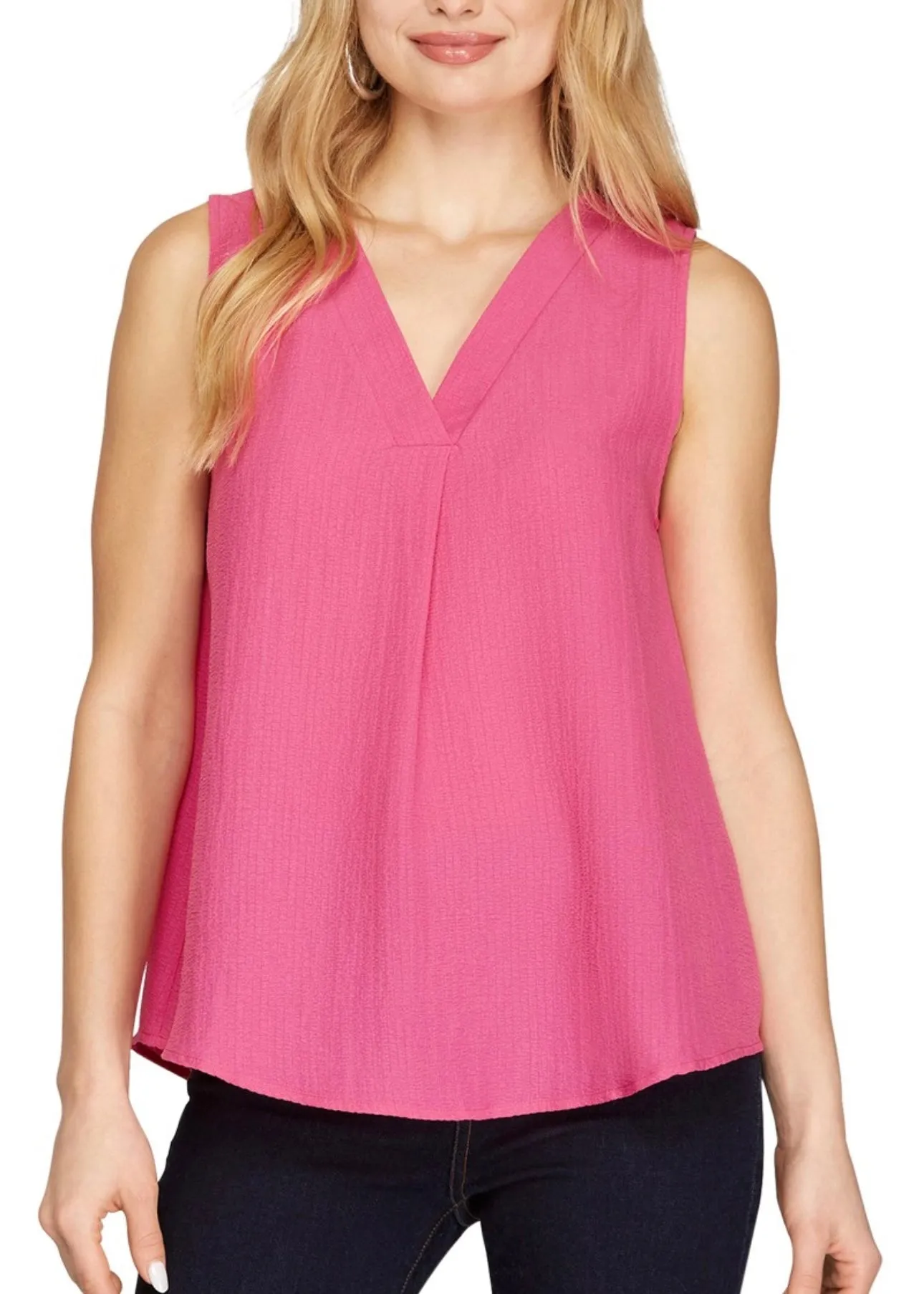 Textured Sleeveless V Neck Tank Top - 3 Colors!