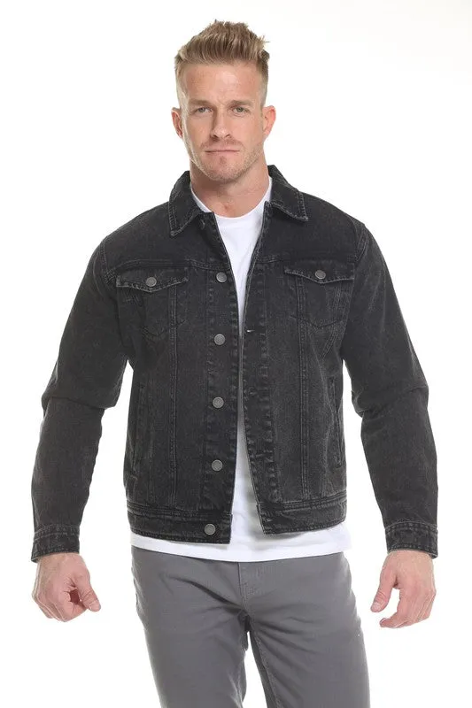 Vintage Black Mens Faded Denim Jacket