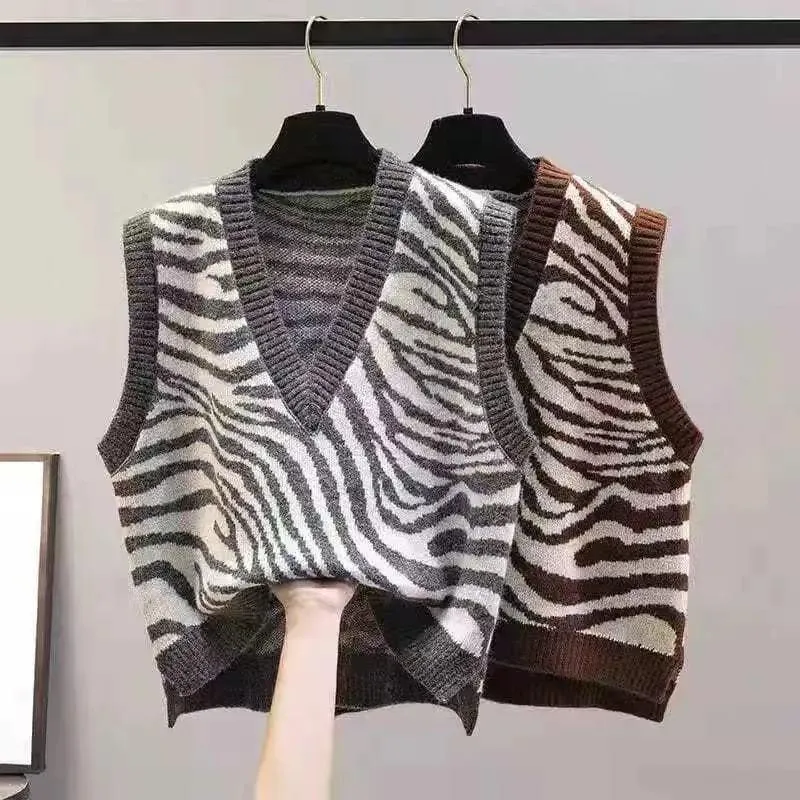 Women V Neck Loose Knitting Vest