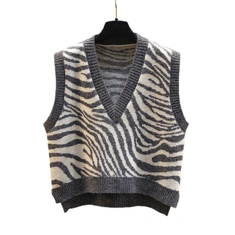 Women V Neck Loose Knitting Vest