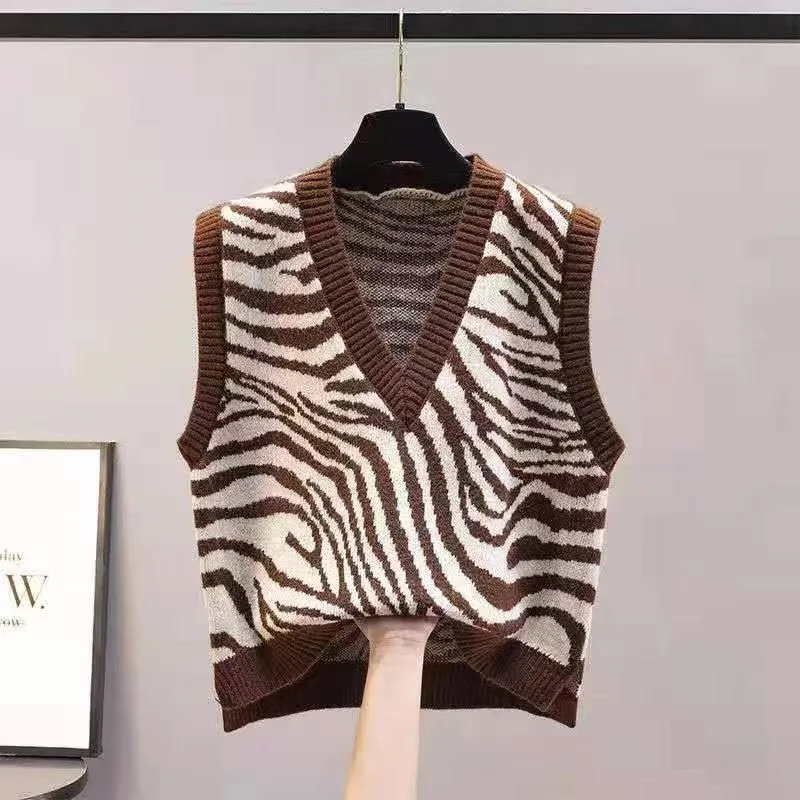 Women V Neck Loose Knitting Vest